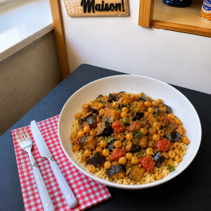 Aubergines & pois chiches au coco
